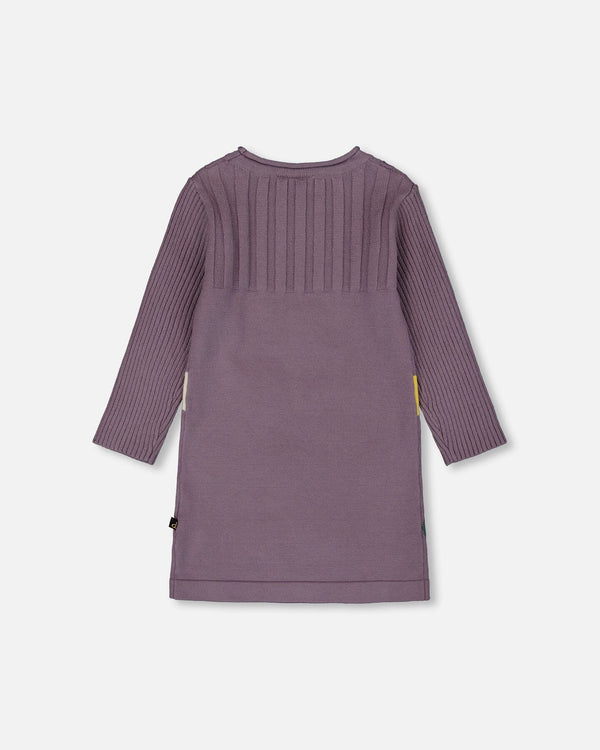 Jacquard Sweater Dress With Polka Dot Pattern Purple Gray - H20FT87_547
