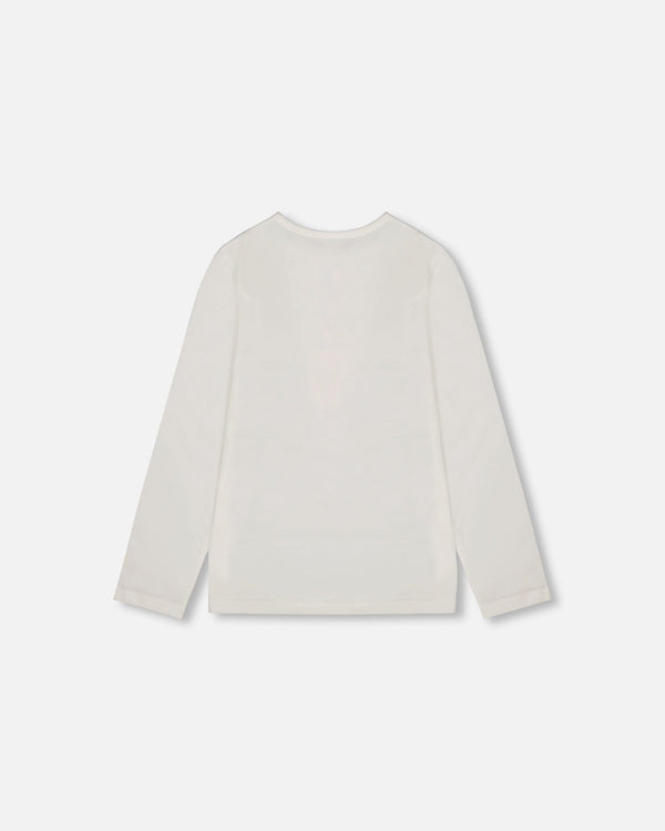 Organic Cotton Long Sleeve T-Shirt Off-White With Hot Chocolate - H20G70_101