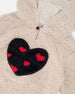 Glittering Beige French Terry Hoodie With Heart Applique - H20H31_000