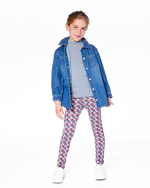 Organic Cotton Leggings Blue Apple Print - H20I60_080