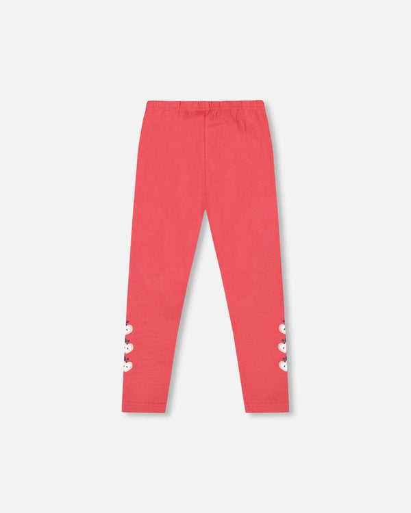Organic Cotton Leggings Red With Apples - H20I60_709