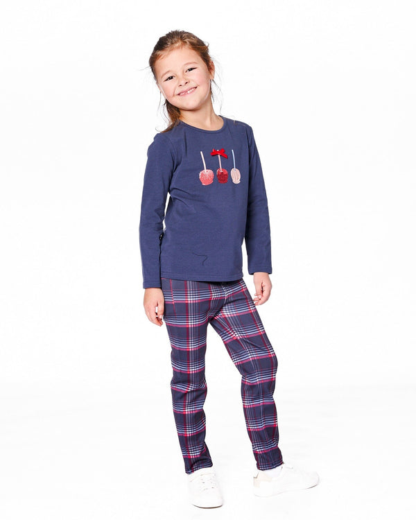 Organic Cotton T-Shirt Navy Blue With Apple Treats - H20I70_484