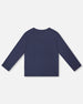Organic Cotton T-Shirt Navy Blue With Apple Treats - H20I70_484