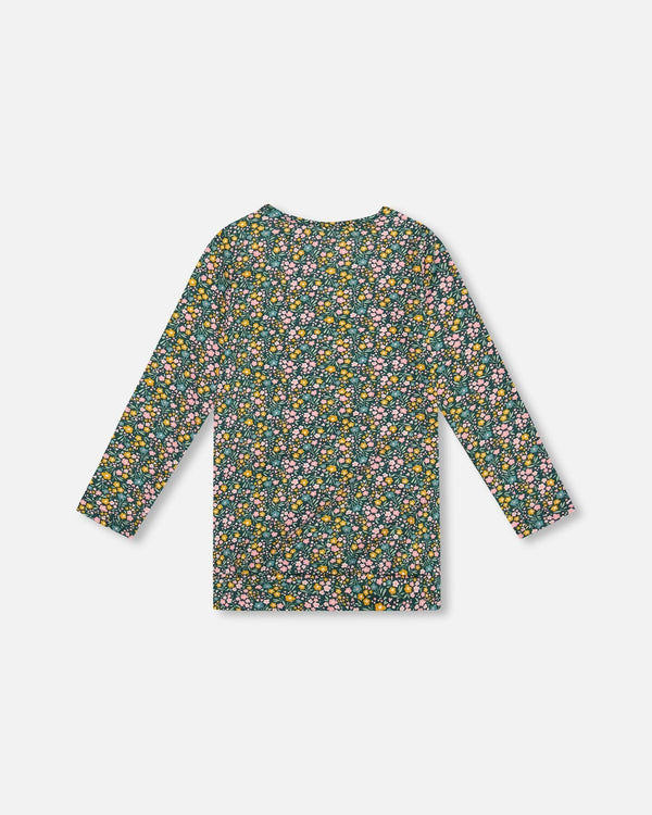 Jersey Tunic Green With Floral Print - H20J77_073