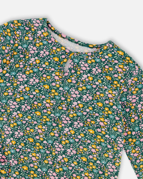 Jersey Tunic Green With Floral Print - H20J77_073