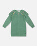 Knitted Dress Sage Green With Ruffles And Floral Embroidery - H20JT85_340