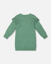 Knitted Dress Sage Green With Ruffles And Floral Embroidery - H20JT85_340