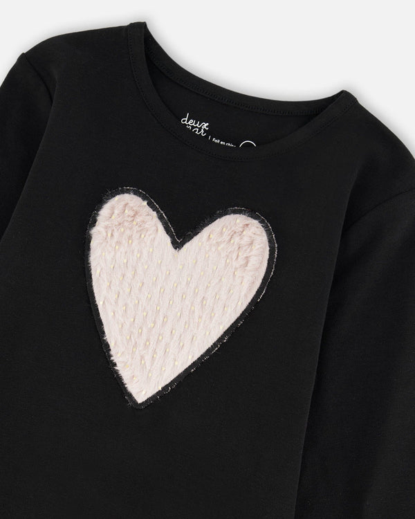 Organic Cotton Long Sleeve T-Shirt Black With Heart - H20K70_999