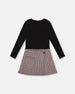 Bi-Material Dress Black And Houndstooth - H20K86_076