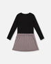 Bi-Material Dress Black And Houndstooth - H20K86_076