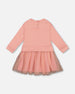 Bi-Material Dress Dusty Pink With Mesh Skirt And Unicorn - H20K87_681
