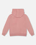 Hooded Knit Cardigan Dusty Pink With Unicorn Intarsia - H20KT31_650