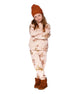 Glittering French Terry Sweatpants Beige Teddy Bear Print - H20LG21_083