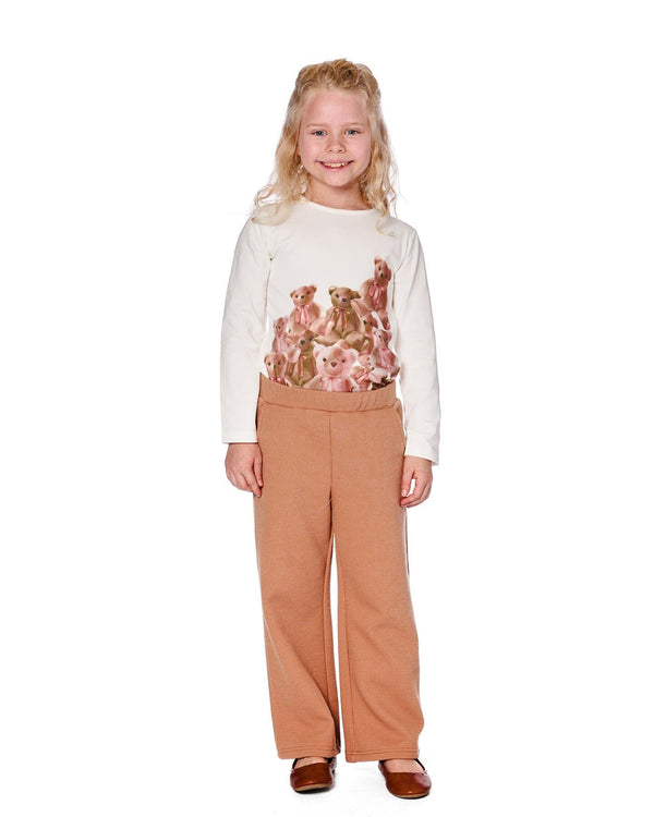 Organic Jersey T-Shirt Off-White With Teddy Bears - H20LG70_101