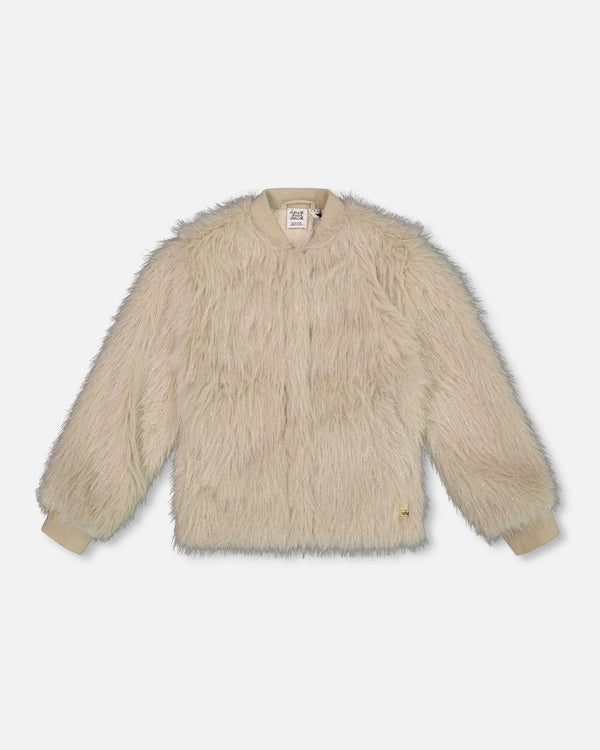 Short Faux Fur Coat Beige - H20M50_139