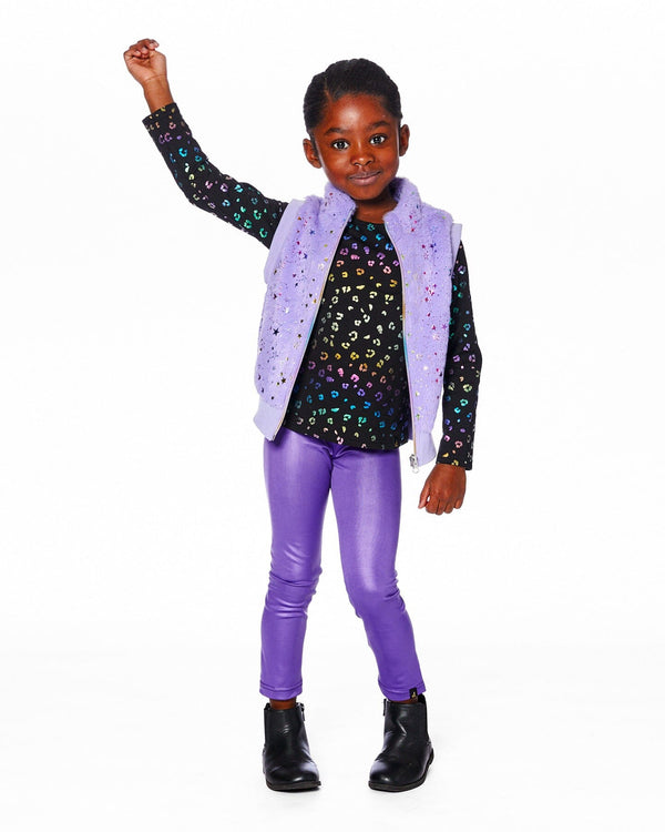 Shiny Stretch Leggings Purple - H20N60_564