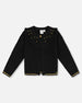 Knitted Cardigan With Rhinestones Black - H20OGT31_999