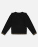 Knitted Cardigan With Rhinestones Black - H20OGT31_999