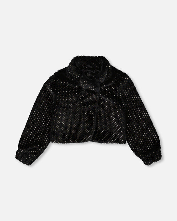 Fake Fur Short Jacket Black - H20Q50_999