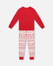 Organic Cotton Two-Piece Pajama Set Red And White Fairisle - H20R10US_089