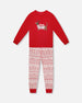 Adult Women Organic Cotton Two-Piece Pajamas Red And White Fairisle - H20R12_089