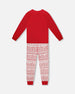 Adult Men Organic Cotton Two-Piece Pajama Set Red And White Fairisle - H20R13_089