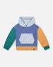 Long Sleeve Colorblocked Hooded Fleece Sweatshirt Blue - H20S32_480