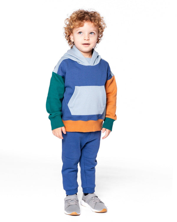 Long Sleeve Colorblocked Hooded Fleece Sweatshirt Blue - H20S32_480