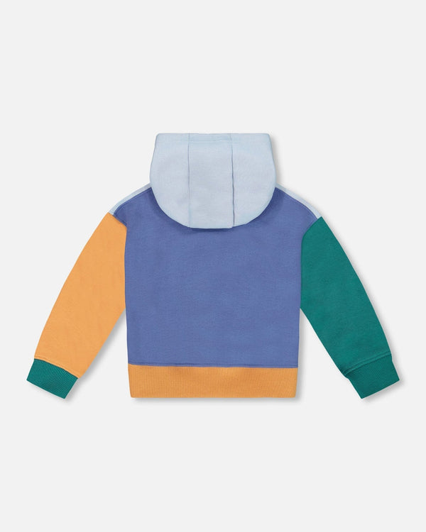 Long Sleeve Colorblocked Hooded Fleece Sweatshirt Blue - H20S32_480