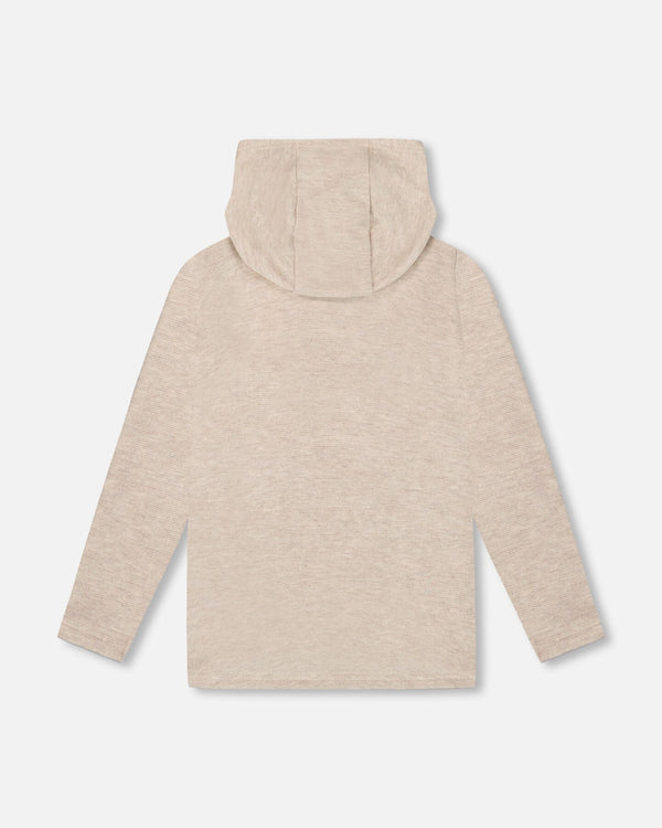 Long Sleeve Super Soft Brushed Jersey Hooded Tee Heather Beige - H20U11_193