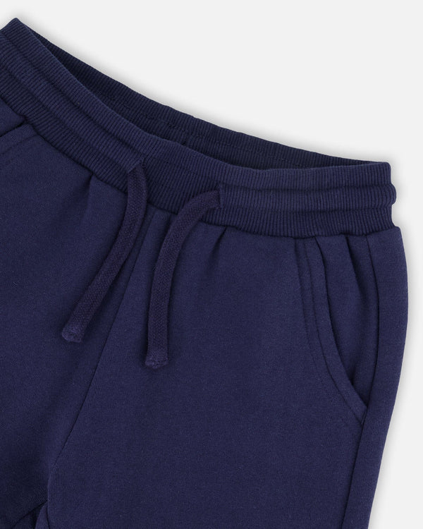 Fleece Sweatpants With Pockets Navy Blue - H20U21_481