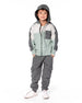 Full Zip Fleece Color Block Sweatshirt Green Gray - H20U38_325