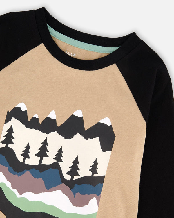 Long Raglan Sleeve Jersey Tee Beige - H20U70_915