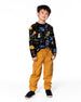Long Sleeve Organic Cotton Allover Monsters Print Tee - H20U71_998