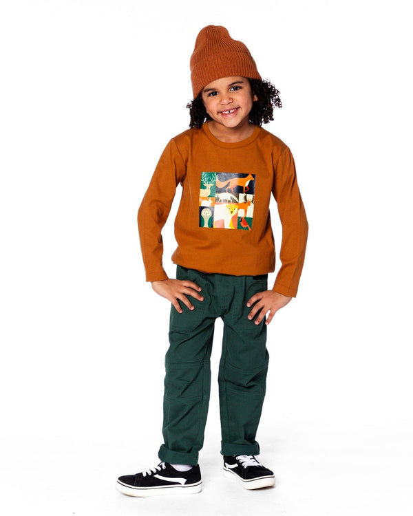 Long Sleeve Cotton Jersey Tee Shirt Orange Brown - H20U74_855
