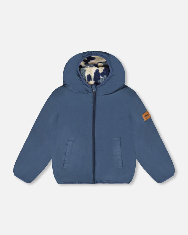 Reversible Mid-Season Sherpa Jacket Blue Camo - H20W65_479