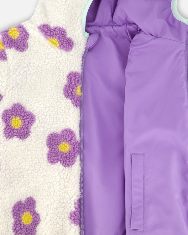 Reversible Mid-Season Sherpa Jacket Lavender Flower - H20W65_530