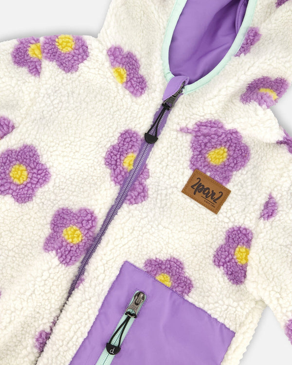 Reversible Mid-Season Sherpa Jacket Lavender Flower - H20W65_530