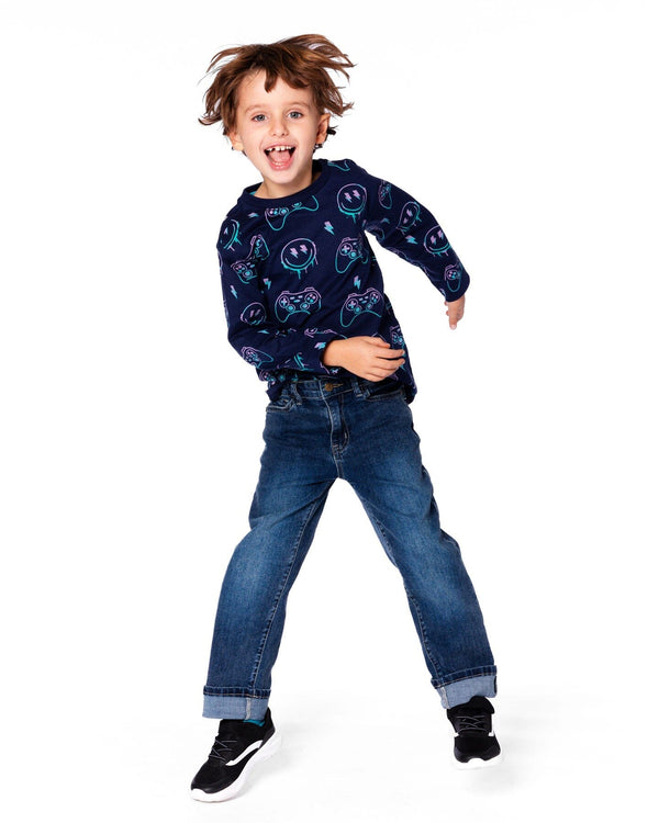 Stretch Jeans Dark Blue With Rolled Cuffs - H20YB23_123