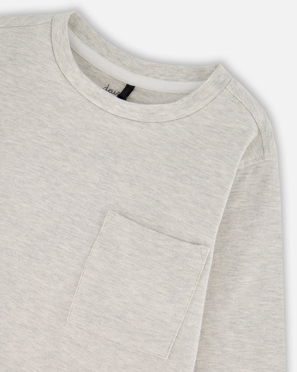 Organic Cotton Jersey Pocket T-Shirt Heather Beige Gray - H20YB70_193