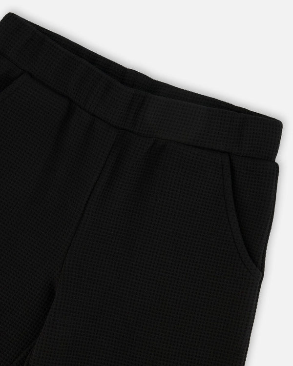 Waffle Flare Leg Pants Black - H20YG22_999
