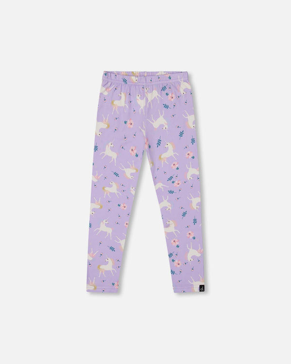 Stretch Jersey Leggings Lilac Unicorn Print - H20Z60_072