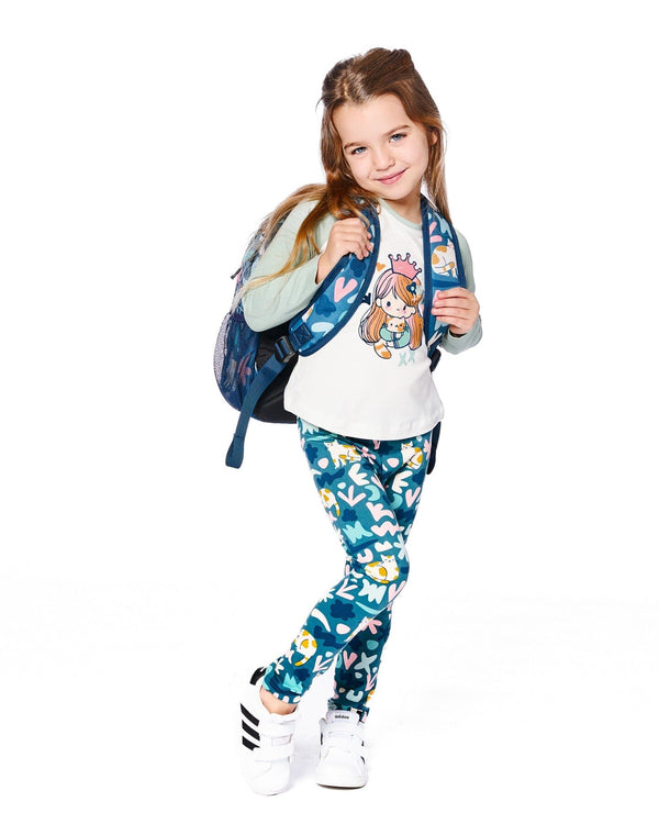 Stretch Jersey Leggings Green Cat Print - H20Z61_006