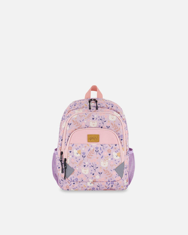 Little Kids Backpack Lilac Cat Print School Supplies Deux par Deux