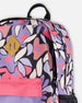 Kids Backpack Black Retro Flower Print - H20ZSD_013