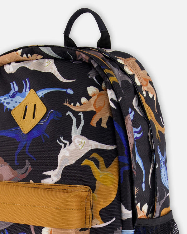 Kids Backpack Black Dinosaur Print - H20ZSD_026