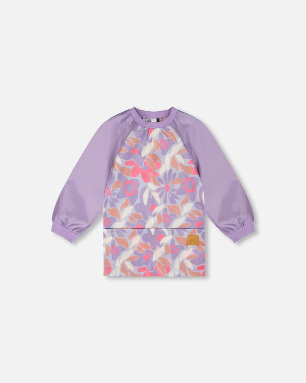 School Apron Lilac Retro Flower Print - H20ZTA_014