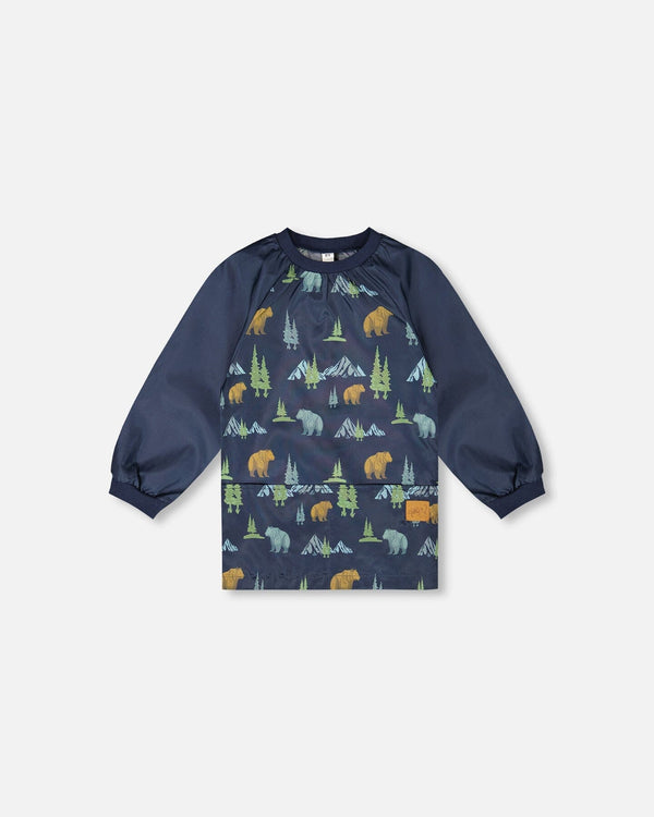 School Apron Navy Animal Print - H20ZTA_030