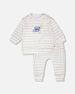 Soft Jersey Sweater And Pants Set White And Grey Stripes - H30D12_3H211