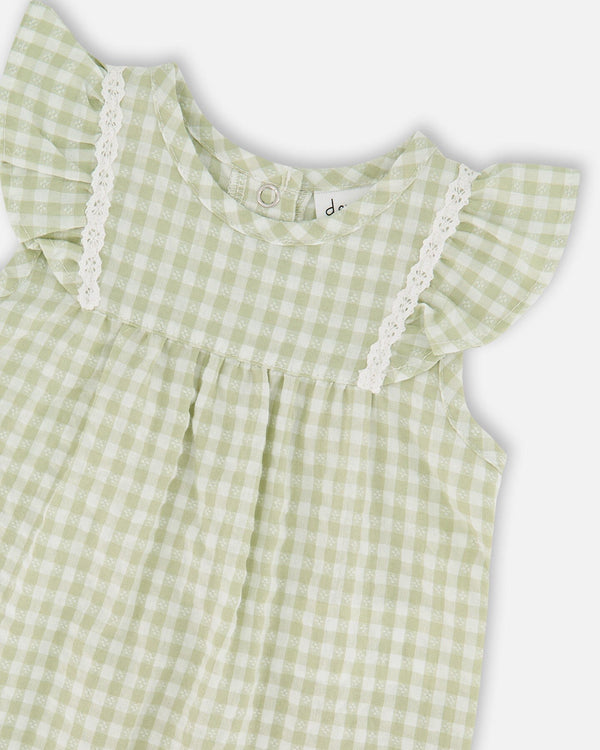 Romper Green Gingham - H30F40_3H215